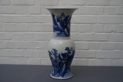 A Chinese blue and white yenyen 'river landscape' vase, Kangxi